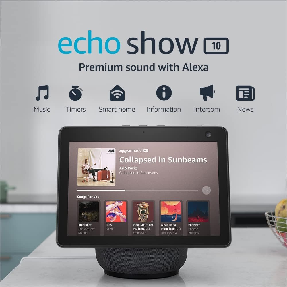 Amazon Echo Show 10 (3rd Gen) | HD smart display with premium sound, motion and Alexa | Charcoal Amazon Echo Show 10 (3rd Gen) | HD smart display with premium sound, motion and Alexa | Charcoal