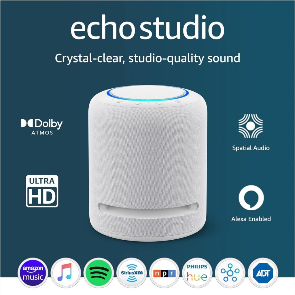 Amazon Echo Studio | Our best-sounding smart speaker ever - With Dolby Atmos, spatial audio processing technology, and Alexa | Glacier White Amazon Echo Studio | Our best-sounding smart speaker ever - With Dolby Atmos, spatial audio processing technology, and Alexa | Glacier White