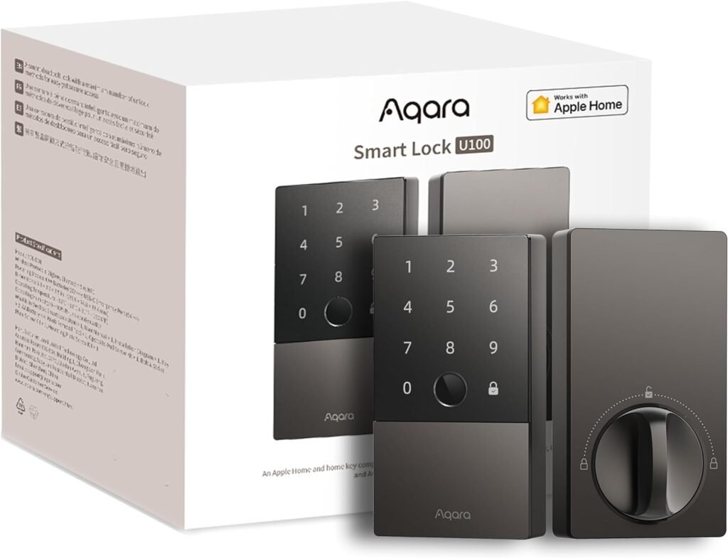 Aqara Smart Lock U100, Fingerprint Keyless Entry Door Lock with Apple Home Key, Touchscreen Keypad, Bluetooth Electronic Deadbolt, IP65 Weatherproof, Supports Apple HomeKit, Alexa, Google, IFTTT, Gray Aqara Smart Lock U100, Fingerprint Keyless Entry Door Lock with Apple Home Key, Touchscreen Keypad, Bluetooth Electronic Deadbolt, IP65 Weatherproof, Supports Apple HomeKit, Alexa, Google, IFTTT, Gray