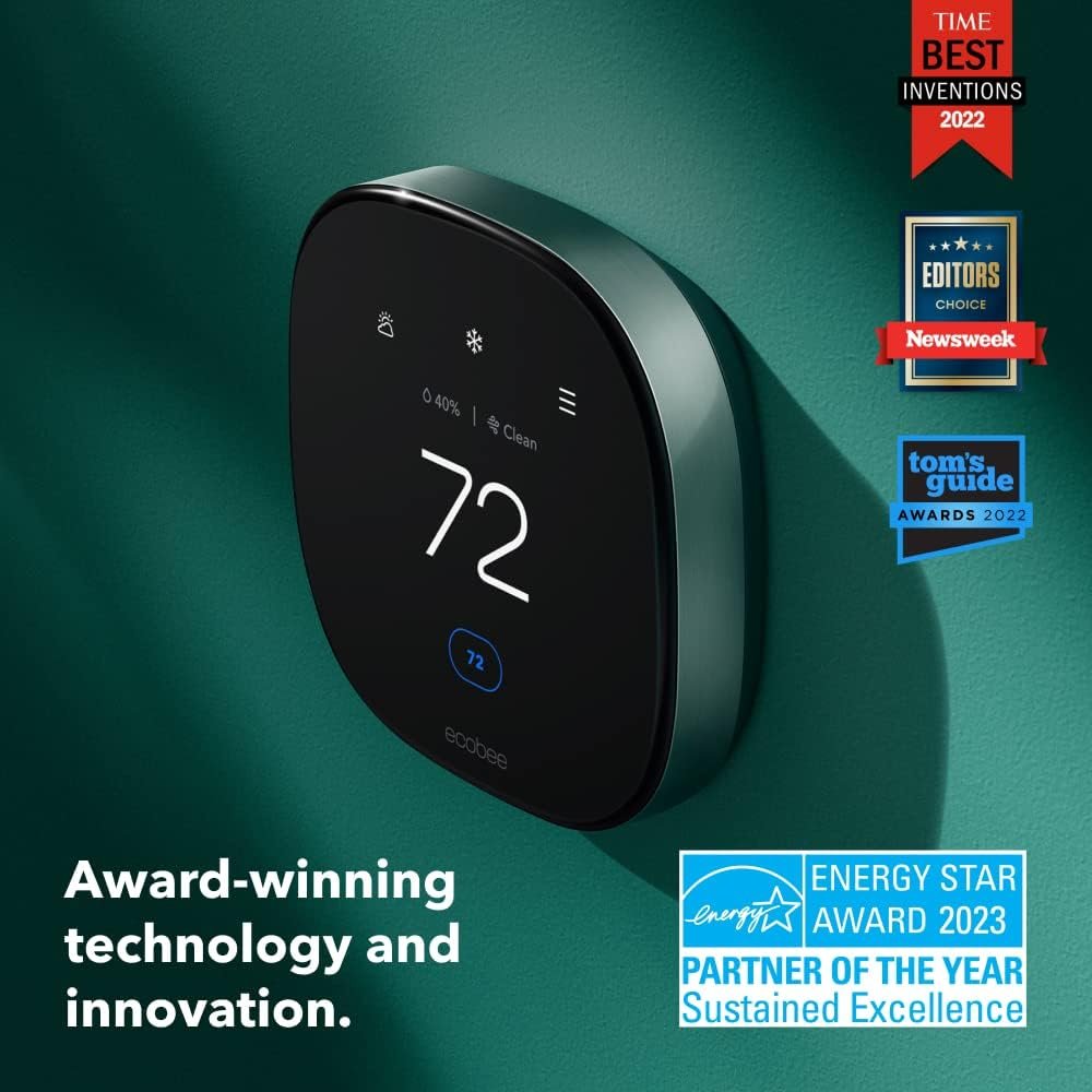 ecobee New Smart Thermostat Premium with Smart Sensor and Air Quality Monitor - Programmable Wifi Thermostat - Works with Siri, Alexa, Google Assistant ecobee New Smart Thermostat Premium with Smart Sensor and Air Quality Monitor - Programmable Wifi Thermostat - Works with Siri, Alexa, Google Assistant