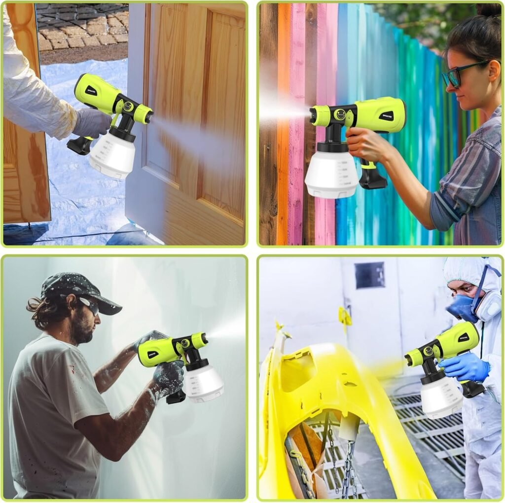 Paint Sprayer 1000W High Power Electric Spray Paint Gun with Adjustable Spray Width Knob 4 Nozzles and 3 Patterns Easy to Clean for Furniture Home Interior House Painting Green Paint Sprayer 1000W High Power Electric Spray Paint Gun with Adjustable Spray Width Knob 4 Nozzles and 3 Patterns Easy to Clean for Furniture Home Interior House Painting Green