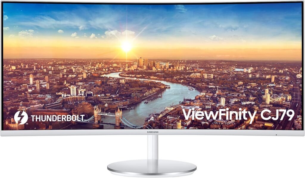 SAMSUNG 34” ViewFinity CJ79 Series Ultrawide QHD (3440x1440) Computer Monitor, 100Hz, Thunderbolt 3 Daisy Chain, QLED, HDMI, USB Hub, Height Adjustable Stand, LC34J791WTNXZA, White SAMSUNG 34” ViewFinity CJ79 Series Ultrawide QHD (3440x1440) Computer Monitor, 100Hz, Thunderbolt 3 Daisy Chain, QLED, HDMI, USB Hub, Height Adjustable Stand, LC34J791WTNXZA, White