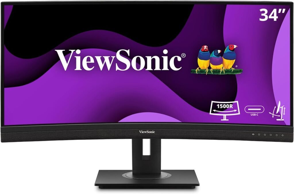 ViewSonic VG3456C 34 Inch 21:9 1440p Curved Monitor with Ergonomic Design, 100W USB C, Docking Built-in, Gigabit Ethernet RJ45 for Home and Office ViewSonic VG3456C 34 Inch 21:9 1440p Curved Monitor with Ergonomic Design, 100W USB C, Docking Built-in, Gigabit Ethernet RJ45 for Home and Office