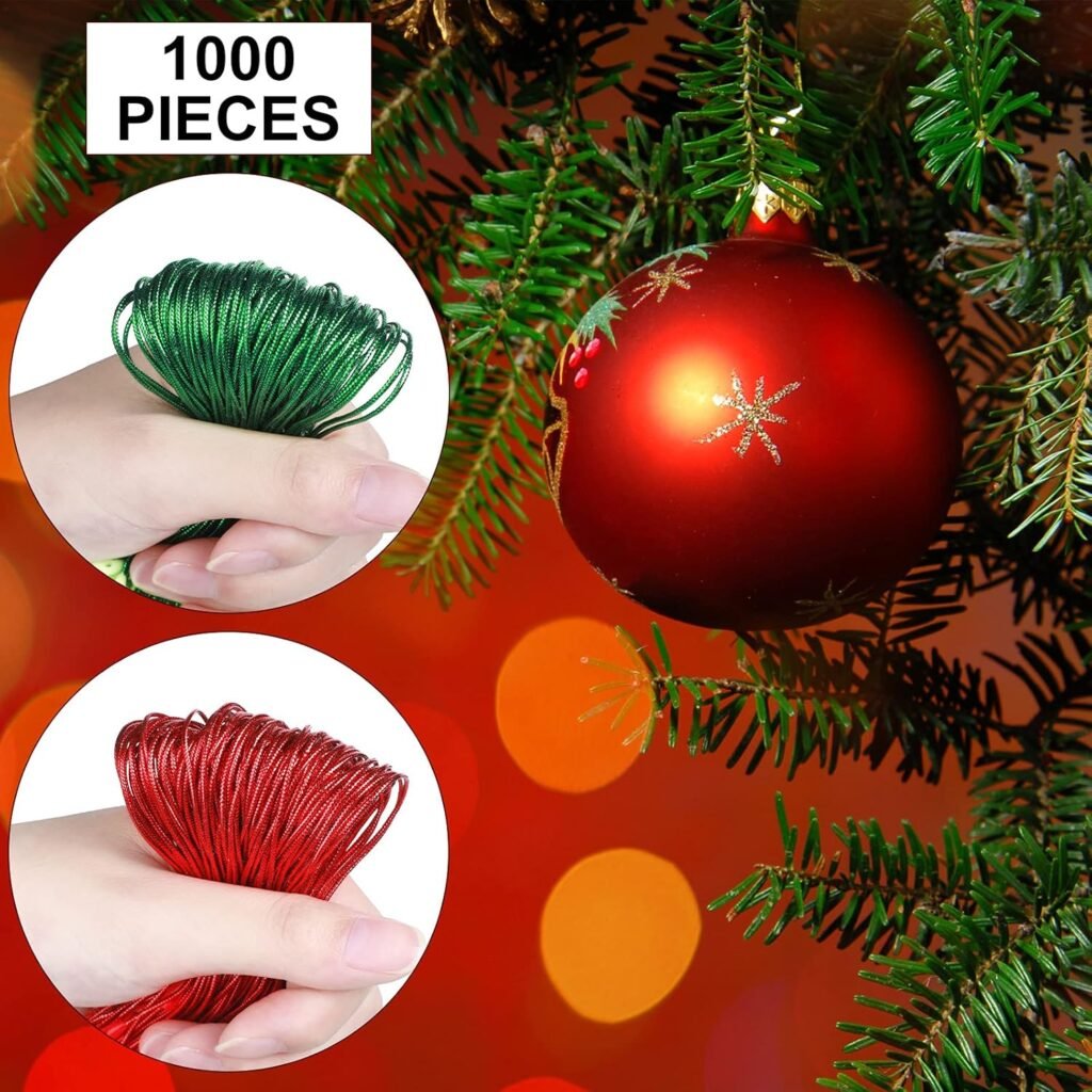 1000 Pieces Christmas Ornament Hooks Ornament Hangers Precut Cord Easy Locking with Snap Precut Hanging Ropes for Christmas Tree Holiday Party Hanging Decoration Strings(Gold, Silver) 1000 Pieces Christmas Ornament Hooks Ornament Hangers Precut Cord Easy Locking with Snap Precut Hanging Ropes for Christmas Tree Holiday Party Hanging Decoration Strings(Gold, Silver)