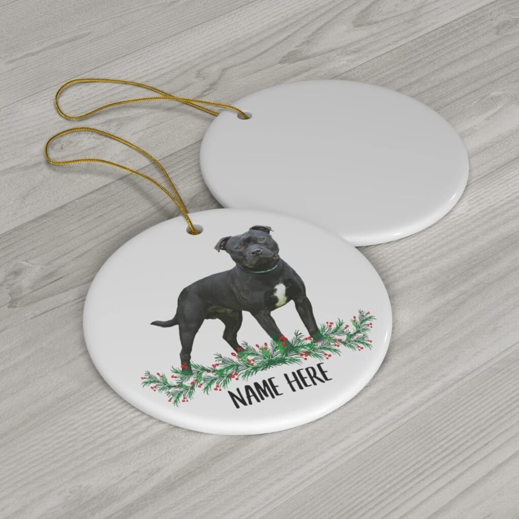 Funny Personalized Name American Bully Black Gifts 2024 Christmas Tree Ornaments Circle Ceramic Funny Personalized Name American Bully Black Gifts 2024 Christmas Tree Ornaments Circle Ceramic