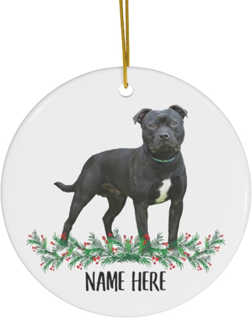 Funny Personalized Name American Bully Black Gifts 2024 Christmas Tree Ornaments Circle Ceramic Funny Personalized Name American Bully Black Gifts 2024 Christmas Tree Ornaments Circle Ceramic