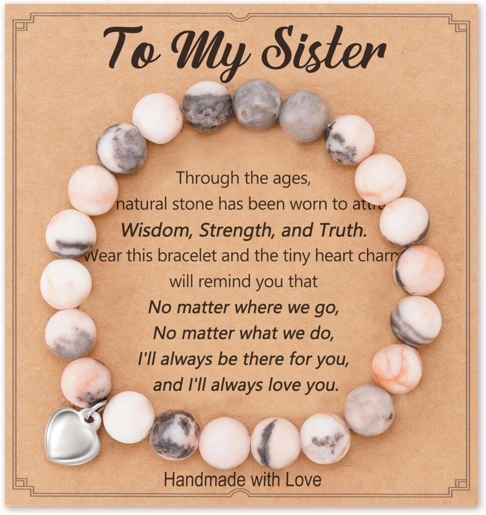HGDEER Natural Stone Heart Bracele for Sister Friend with Gift Message Card, Suitable as a Gifts on Birthday Graduation Mothers Day Christmas Valentines Day HGDEER Natural Stone Heart Bracele for Sister Friend with Gift Message Card, Suitable as a Gifts on Birthday Graduation Mothers Day Christmas Valentines Day