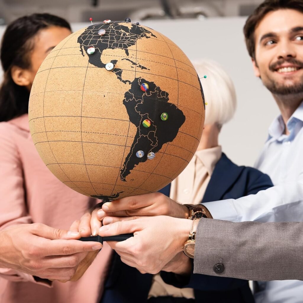 Personalized Cork Globe with 100 National Flag Push Christmas Gift Card 9.9H x 7.5Dia World Travel Map with Stand Adventure Spinning Globe Christmas Gift for Travel Lovers Personalized Cork Globe with 100 National Flag Push Christmas Gift Card 9.9H x 7.5Dia World Travel Map with Stand Adventure Spinning Globe Christmas Gift for Travel Lovers