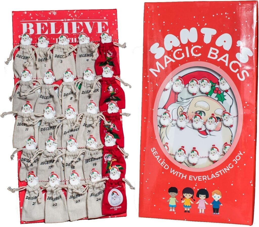 Santas Magic Bags for Girls Boys | Holiday Countdown Wall Decor with Burlap Pockets | Pouches for Personalized Christmas Gift List of Kids Adults | Reusable Toy, Candy, Jewelry Bag Santas Magic Bags for Girls Boys | Holiday Countdown Wall Decor with Burlap Pockets | Pouches for Personalized Christmas Gift List of Kids Adults | Reusable Toy, Candy, Jewelry Bag